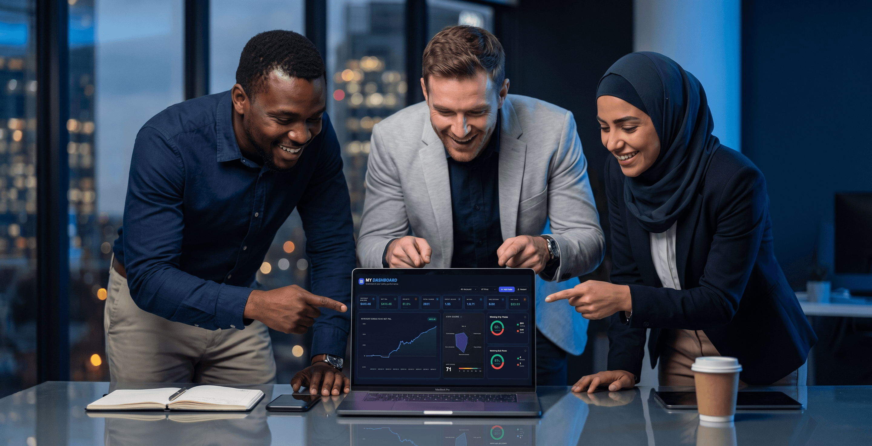 Diverse group of traders collaborating using TradeJora